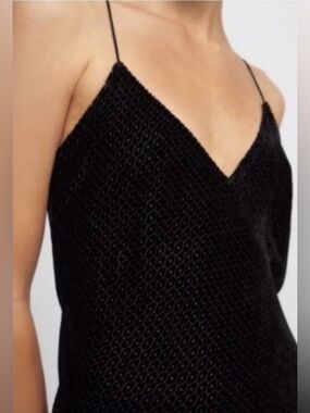 Theory Velvet Burnout Cami Tank Black Silk Blend Slip Top Size M